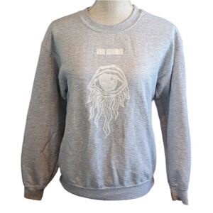 Gildan‎ Sweatshirt Sun Grove Retro Cotton Long Sleeve Women's Small Grey